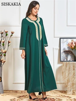 Dubai Turcia arabă Rochii Maxi pentru Femei Primavara Toamna Elegant Etnice Geometrice Broderie Moda Musulmană Haine 2020 Plus Dimensiune
