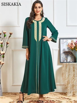 Dubai Turcia arabă Rochii Maxi pentru Femei Primavara Toamna Elegant Etnice Geometrice Broderie Moda Musulmană Haine 2020 Plus Dimensiune