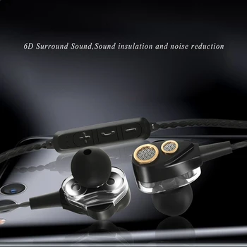 Dublu Dynamic 6D Sunet Surround de Căști Bluetooth Cu Card TF Juca Stereo Bass Sport Căști fără Fir Pentru Telefonul Mobil