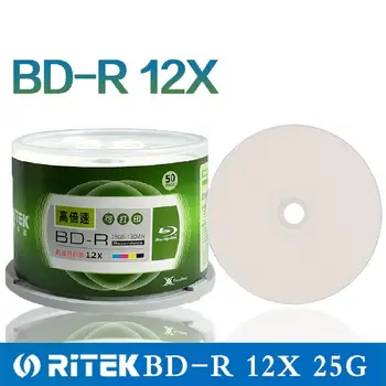 Dublu Yi 50 de Bucăți Ritek 25GB BD-R 2-12X Viteza A+ Clasa de Tipărit Blu ray Blank BDR Disc original cutie de tort