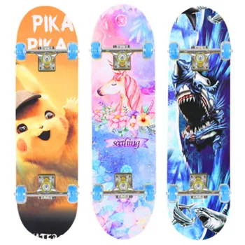 Dublă Înclinare Scuter Incepator cu Patru roți de Arțar Copii Tineri PVC Intermitent Roata Skateboard