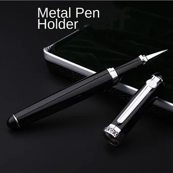 Ducele D2 Lux Netedă Negru si Argintiu Clip Rollerball Pen cu un Cadou Original Caz, 0,7 mm Pix Pixuri de Birou Cadou Consumabile