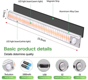 Dulap 3 Lumini de Culoare Cabinet de Lumină dulap lampa de noapte incarcare USB-Senzor de Miscare PIR luminozitate reglabilă Lumină pentru pat de Bucătărie