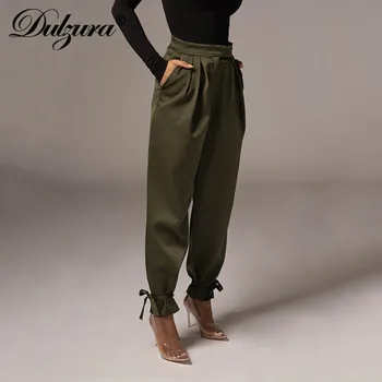 Dulzura Solide Femei De Înaltă Talie Pantaloni Harem Dantelă Sus Bandajul De Birou Casual Streetwear 2020 Toamna Iarna Pantaloni Casual