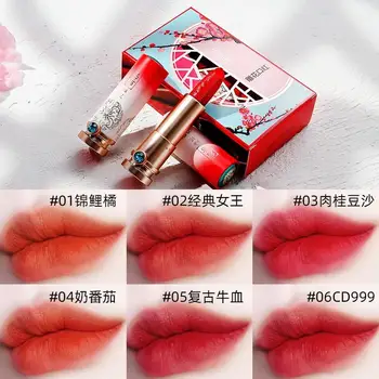 Durată ruj mat chineză stil vintage crema de buze rezistent la apă de lungă durată sexy red ruj hidratant Machiaj Cadou KH35