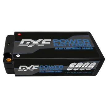 DXF Acumulator Lipo 2S 7.6 V 6000mAh 120C HV 4.35 V 5mm Shorty pentru RC HPI HSP 1/8 1/10 Buggy RC Camion Masina Axial Scx10 masina off-road