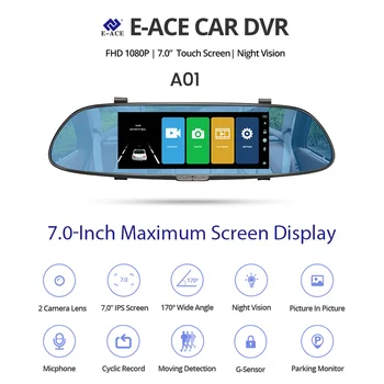 E-ACE A01/A13 DVR Auto Dashcam FHD 1080P Dvr Oglinda Video Recorder Camera Auto cu Camera retrovizoare Auto Grefier Dvr-uri Dash Cam