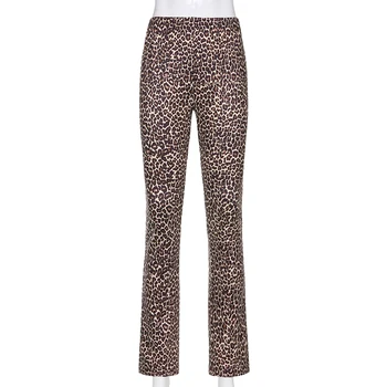 E-fată Femeie Pantaloni Y2K Estetică Drept Gâfâi 2020 Toamna Leopard de Imprimare Retro Vintage Streetwear Joggeri Mare Si Pantaloni