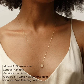 E-Manco Aur de Culoare Lanț Colier pentru femei Dublu Stratificat din Oțel Inoxidabil Cravată Colier Rotund Pandantive de Monede Colier
