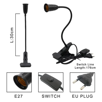E27 LED-uri Cresc Light Soclul UE NE Plug de 360 de Grade de Iluminat Flexibile Bază Convenabilă de Bază Lampă Lampă Titularul Clip Pentru banc de lucru Lampă