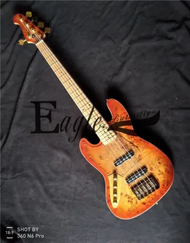 Eagle. Fluture chitara electrica, bass custom shop,22-clasa stângaci 5-String Jazz Bass copac tumorale furnir hardware-ul de aur.