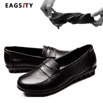 EAGSITY din piele pantofi loafer pentru femei apartamente doamnelor pantofi pentru condus comfortbale rezistenta la alunecare slip on mocasini pentru munca de partid