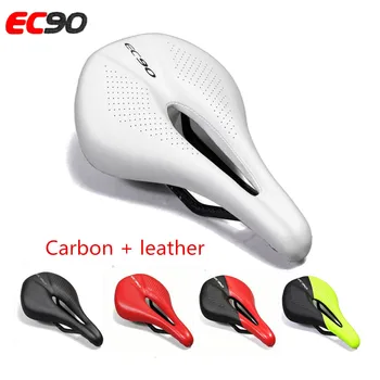 EC90 Carbon+Piele șa Șa MTB Drum Șei de Biciclete de Munte, Biciclete de Curse Șa PU Respirabil Moale Perna Scaunului