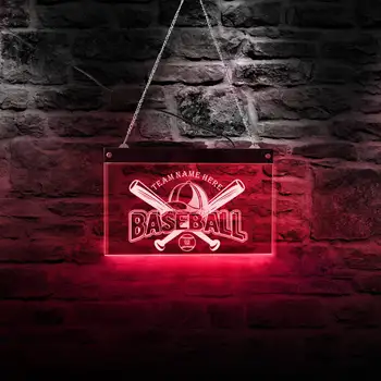 Echipa de Baseball LED Neon Semn Personalizat Numele Echipei Living Temă de Sport Iluminat Decor Personalizat de Perete Acrilic Bord