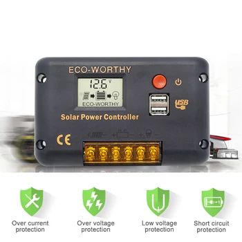 ECOWORTHY 20A/60A Dispaly LCD/ CMG Solar Charge Controller pentru panou Solar Power Kit și Eficiența Sistemului de a Îmbunătăți Accesorii