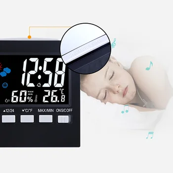 Ecran LCD Termometru Ceasuri Calendar Control Vocal Ceas Umiditatea Interioară Monitor Afișaj Digital Electronic de Alarmă, pentru Temperatură