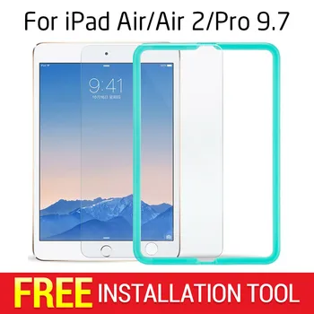 Ecran Protector pentru iPad 2017/Air/Air 2/9.7 Pro, RES Triplu Sticlă Călită Film Gratuit cu Aplicator pentru iPad 9.7 2018