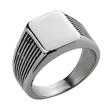 EdgLifU Bărbați Inel de Argint Trupa Geometrice Simple Inele Negru metalic din Oțel Inoxidabil, Bine Lustruit Inel de Bijuterii Cadouri pentru Bărbați