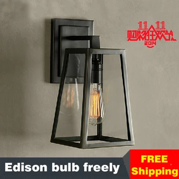 Edison lumini de perete pentru acasă American lampă de Perete de epocă Simplu Noptiera Grădină industriale sconces Fier de Clar perete de Sticlă lumină loft