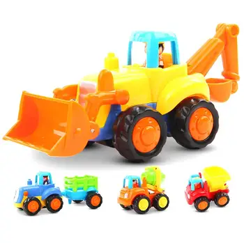 Educație timpurie 1 Ani Copil Jucărie Împinge și Du-te de Frecare Alimentat cifre Jucării de Mașini, Tractor, Buldozer, Camion Mixer și Dumper