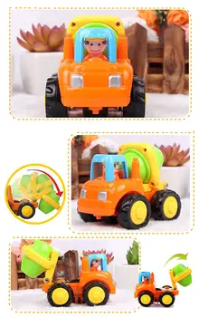 Educație timpurie 1 Ani Copil Jucărie Împinge și Du-te de Frecare Alimentat cifre Jucării de Mașini, Tractor, Buldozer, Camion Mixer și Dumper