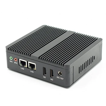 Eglobal Braswell fără ventilator Mini PC AES-NI Intel N3160 J3160 Qaud Core Pfsense Computer-Server 4K 2*HDMI 2*LAN(RJ-45) 300M Wifi