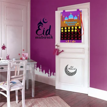 Eid Mubarak 30 zile Advent Calendar Agățat Simțit Calendar Numărătoarea inversă pentru Copii Cadouri Ramadan Decoratiuni Partid Consumabile