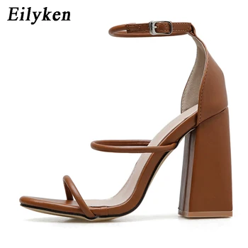 Eiilyken Moda Gros Sandale Cu Toc Pentru Femei 2021 Pantofi De Vara Sexy Deschis Deget De La Picior Glezna Cu Cataramă De Curea Doamnelor Pompe Dimensiune 35-42