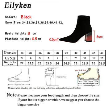 Eilyken 2021 a Subliniat Toe Tocuri inalte Sexy Femeie de Toamna Iarna de Moda Cizme Glezna Elastic Turma Alunecare pe Pantofi pentru Femei Dimensiune 34-40