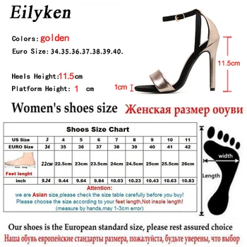 Eilyken 2021 Moda Cataramă Glezna Curea Sandale Femei Sexy Sandale Clasice Pu Pantofi De Sex Feminin Tocuri De Aur, Pantofi De Partid