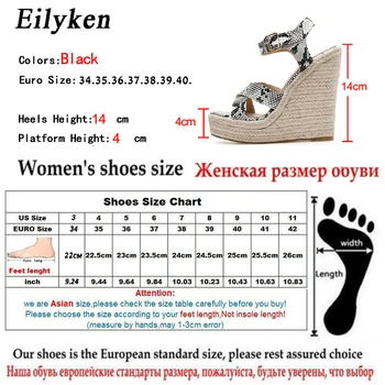 Eilyken 2021 Moda Platformă Solidă Sandale Femei Serpentine Peep Toe Cu Toc Pene Glezna Curea Cataramă Sandalia De Sex Feminin Pantofi