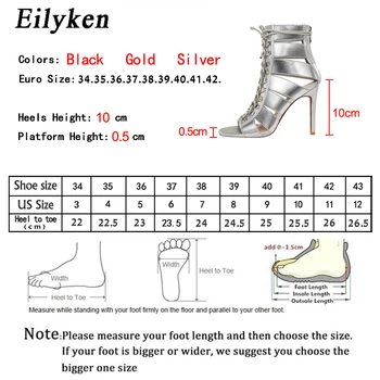 Eilyken 2021 Noua Moda de Vară Cizme Sandale din Dantela-Up legate Peep Toe cu Toc de Curea Glezna Suprafață Îngustă Gol Afară de Sandale