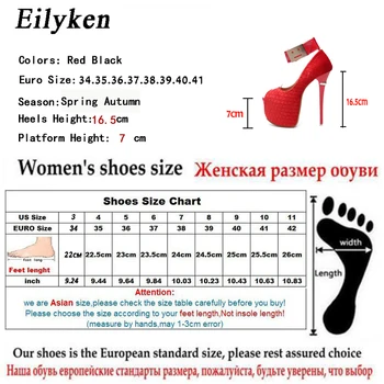 Eilyken Primăvară Sexy Femeie Pompe tocuri Platforma Partidului Peep Toe Cârlig & Bucla de Pompe de pantofi de Mireasa Roșu Negru marimi 34-40