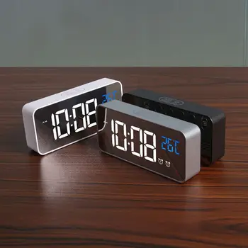 Electronice Digitale Oglindă cu LED-uri de Afișare Ceas Deșteptător Multifuncțional Temperatura Calendar USB/AAA Alimentat Snooze Ceas de Birou