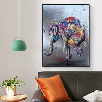 Elefant Arta Graffiti Panza Pictura pe Perete Colorat Animale Postere și de Imprimare Arta de Perete de Imagine pentru Camera de zi Decor Acasă
