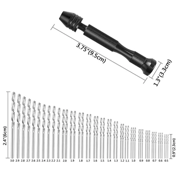 ELEG-Burghiu de Mână Set de Precizie Pin Menghină Cu 49 Buc Mini Twist Drill Bits Pentru Model,Diy,Bijuterii,Multifuncțional Instrument Rotativ D