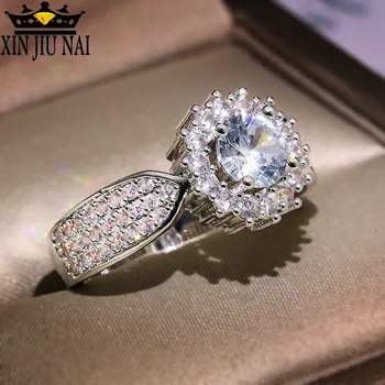 Elegant, feminin ghirlanda zircon-a aniversare de bijuterii de înaltă calitate diamond cristal fin nunta logodna inele cu diamante pentru femei