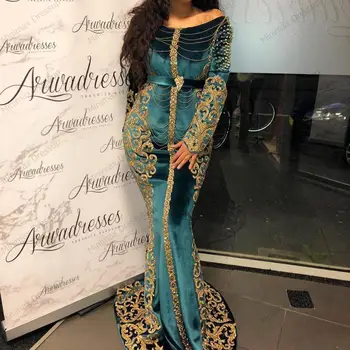 Elegant Marocan Caftan Rochie De Seara Aplicatiile Ciucure Lung Algerian Dubai Bal Rochie Cu Maneca Lunga Personalizat Rochie Musulman