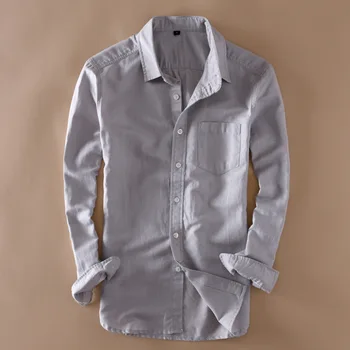 Elegant Mens Lungă Maneca White Linen Shirt de Turn-down Guler Slim Fit Vrac Moale Respirabil Îmbrăcăminte Lenjerie de pat din Bumbac Tricouri S-XXXL
