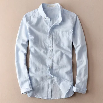 Elegant Mens Lungă Maneca White Linen Shirt de Turn-down Guler Slim Fit Vrac Moale Respirabil Îmbrăcăminte Lenjerie de pat din Bumbac Tricouri S-XXXL
