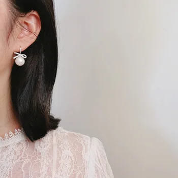 Elegant si Romantic Simulate Perla Picătură Legăna Cercei Pentru Femei Alb Minge Mare Cercel Moda Bijuterii Nunta Bijoux
