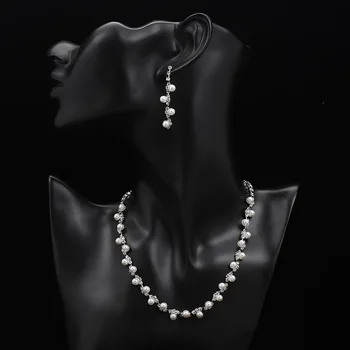 Elegant Simulate Perla de Cristal Mireasa Bijuterii Seturi de Cravată Colier Cercei Set pentru Femei Bijuterii de Nunta Set Accesorii vestimentare