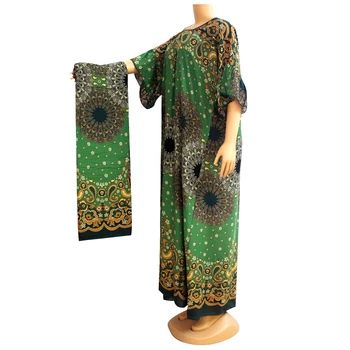 Elegante Toamna Stil Etnic Femei Rochie 2020 Casual Boem Print African Maxi Rochii de Moda Vestidos Plus Dimensiune cu Eșarfă