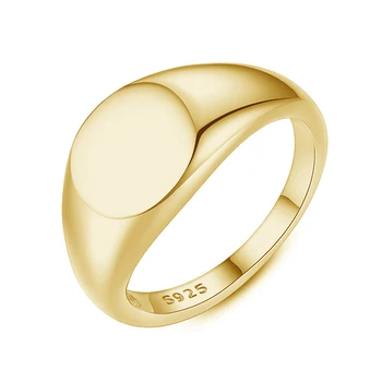 ELESHE 2020 Nou Placat cu Aur de 18K Inele sigilate pentru Femei Argint 925 Simplu Monedă Inele de Nunta Logodna Bijuterii