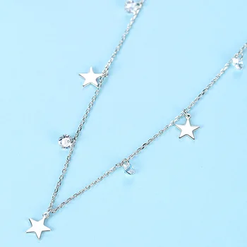 ELESHE 925 Sterling Silver Star Pandantiv Coliere Orbitor Cubic Zirconia Colier de Lanț pentru Femei Bijuterii de Nunta Cadou