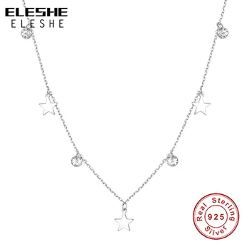 ELESHE 925 Sterling Silver Star Pandantiv Coliere Orbitor Cubic Zirconia Colier de Lanț pentru Femei Bijuterii de Nunta Cadou