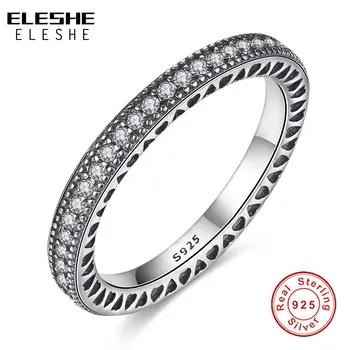 ELESHE Argint 925 Inel Cerc cu Clear CZ Cristal Geometrice care pot fi Stivuite Deget Inel pentru Femei Bijuterii Fine Cadou de Nunta