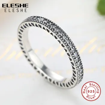 ELESHE Argint 925 Inel Cerc cu Clear CZ Cristal Geometrice care pot fi Stivuite Deget Inel pentru Femei Bijuterii Fine Cadou de Nunta