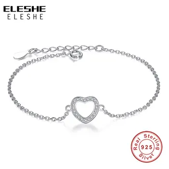 ELESHE Moda Argint 925 Inima Farmecul Brățară pentru Femei Spumant de Cristal Lanț de Link-ul Bratari Bijuterii Originale
