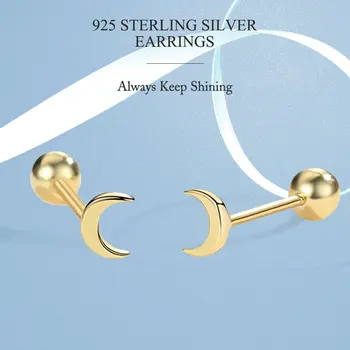 ELESHE Real 925 Sterling Silver Moon Bara de Cercei Stud de Placat cu Aur de 18K Cercei Simple pentru Femei Fete Petrecere la Modă Bijuterii